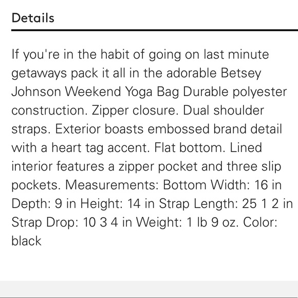 LAST ONE!! Betsey Weekender yoga tote bag - Picture 8 of 8